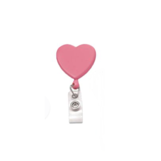 Heart Shaped Badge Reels - Solid- Pink, OSFA