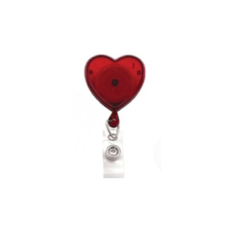Heart Shaped Badge Reels - Solid- Red, OSFA