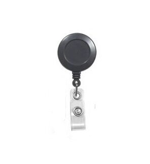 Round Solid Alligator Clip Retractable (Non-interchangeable) - Dark Grey, 1.25"