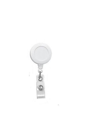Round Solid Alligator Clip Retractable (Non-interchangeable) - White, 1.25"