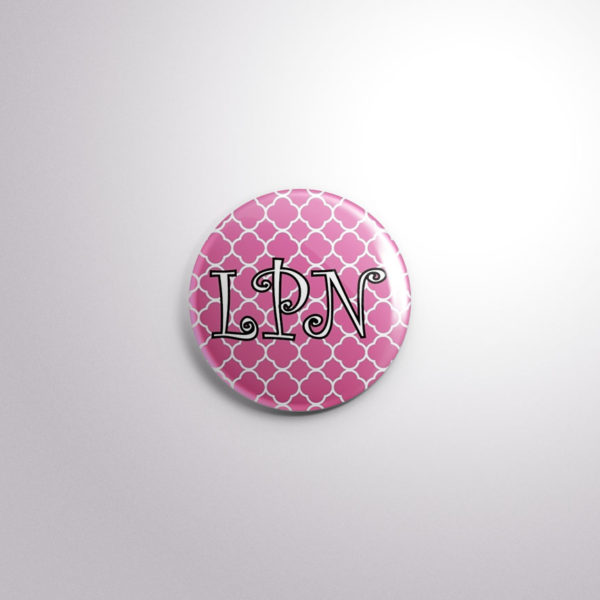 Badge Button A21 Pink Quarterfoil - LPN, A21