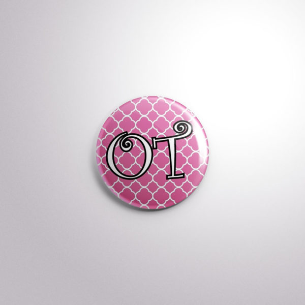 Badge Button A21 Pink Quarterfoil - OT, A21