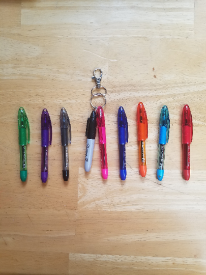 Mini Sharpie& Mini Pen for Badge Reels, Nursing Keychain Clip, Exchangeables Badge Reels