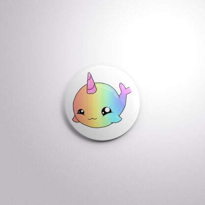 C117 Interchangeable Badge Button Rainbow Narwal