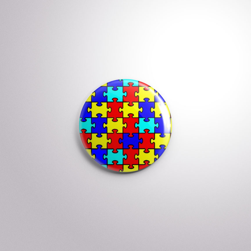 R1 Interchangeable Badge Button Autism Puzzle