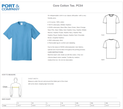 PC54 Port & Company Core Cotton Tee - Image 2