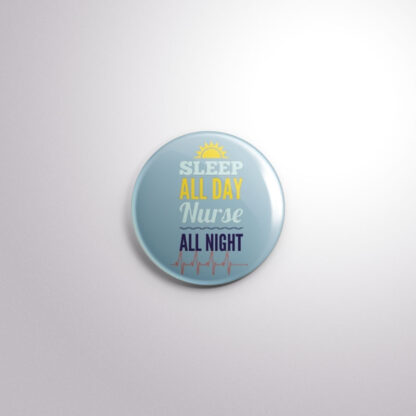 C91 Interchangeable Badge Button Sleep All Day Blue