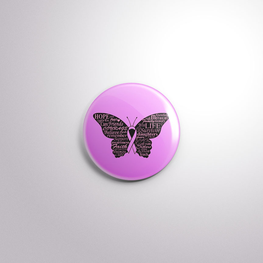 BC2 Interchangeable Badge Button Breast Cancer Butterfly – Exchangeables Badge  Reels