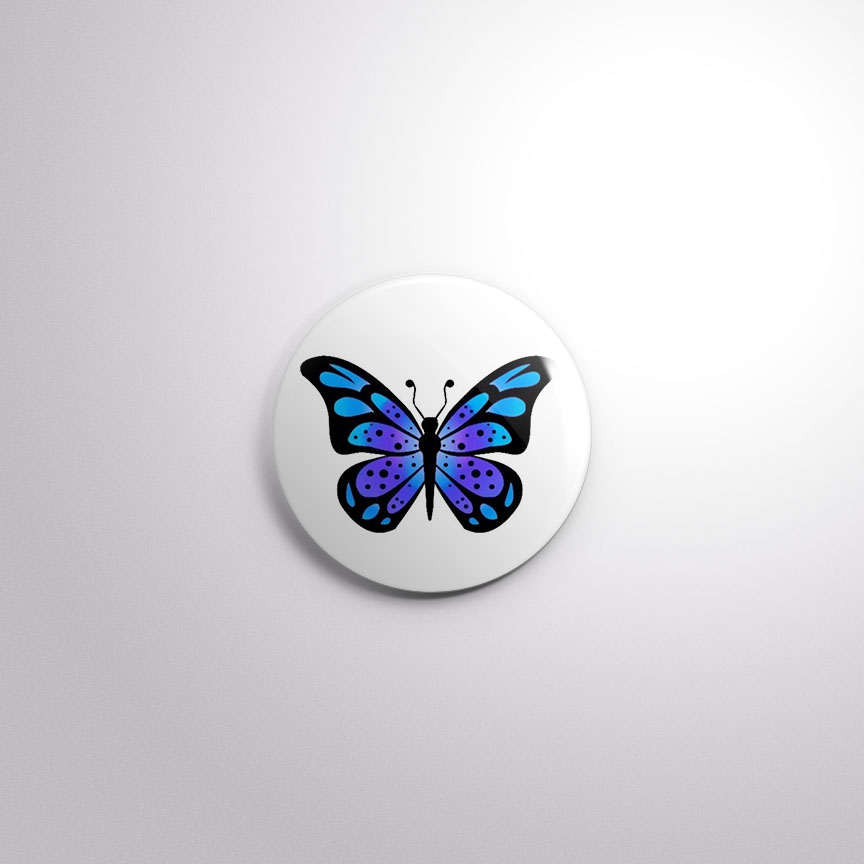 C68 Interchangeable Badge Button Blue Butterfly – Exchangeables Badge Reels